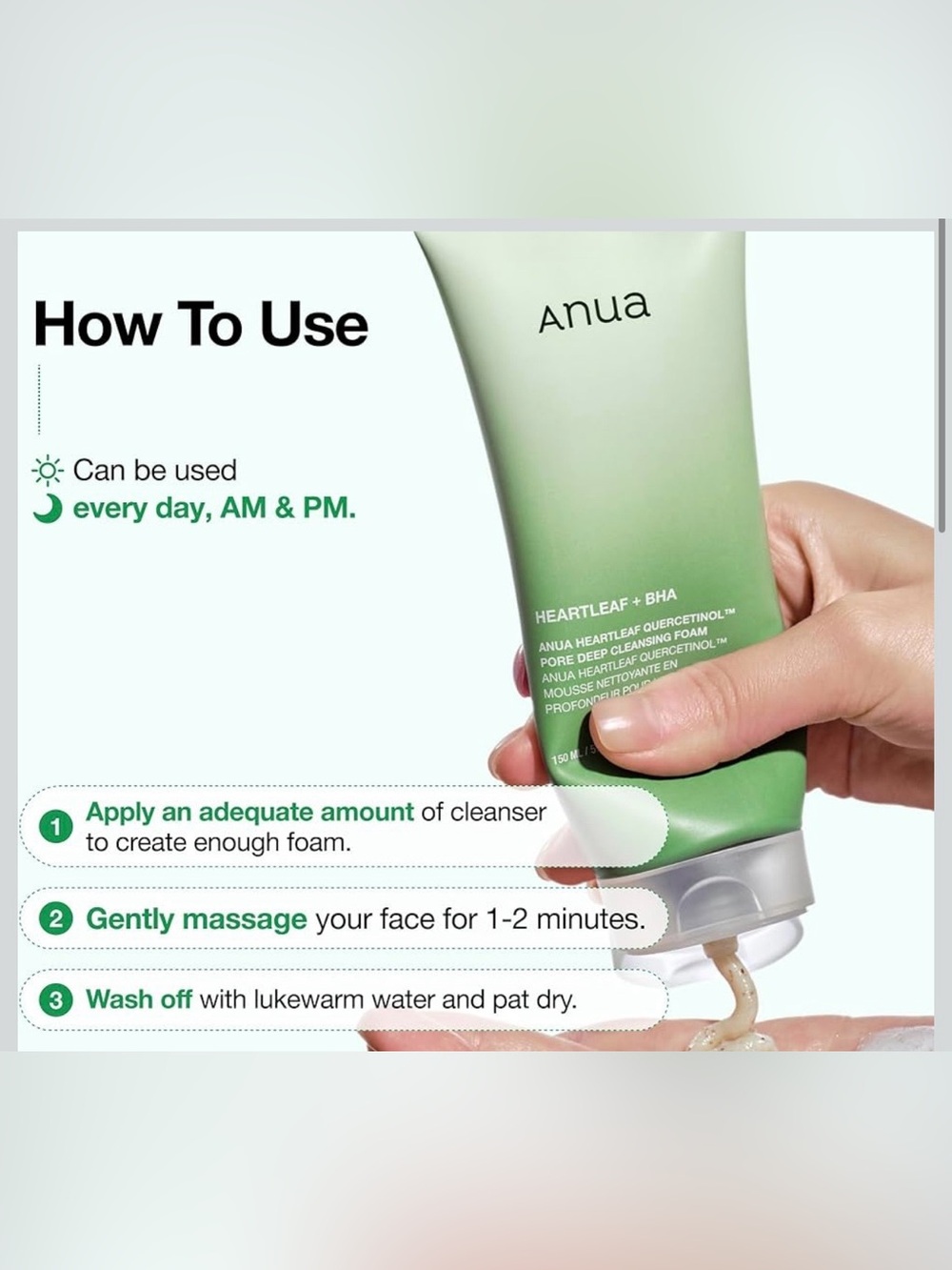 Anua Heartleaf Quercetinol + BHA Pore Deep Cleansing Foam - Picture 7 of 14